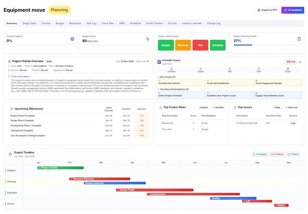 Centralised project dashboard in Arcturus Pro